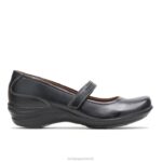 couro preto mary jane épica mulheres Hush Puppies sapatos casuais ZZ6R228