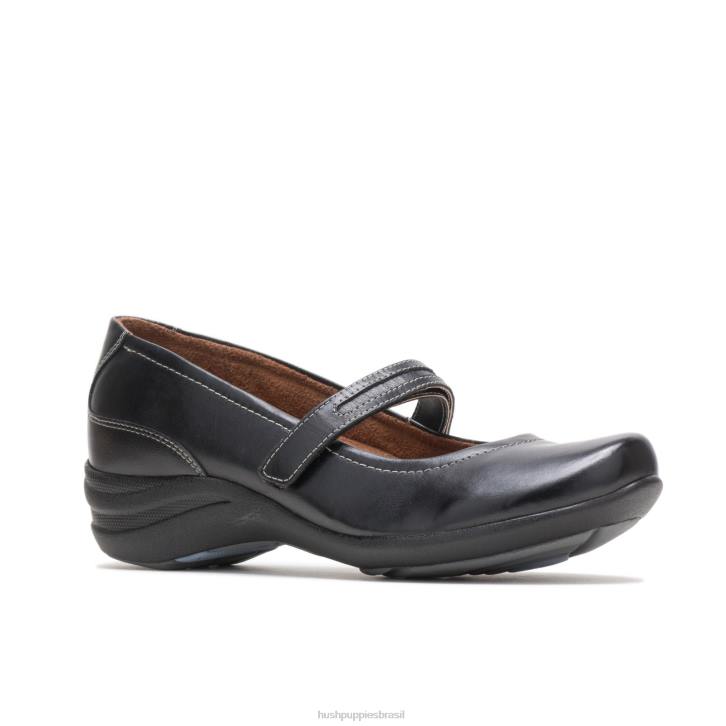 couro preto mary jane épica mulheres Hush Puppies sapatos casuais ZZ6R228 - Image 3