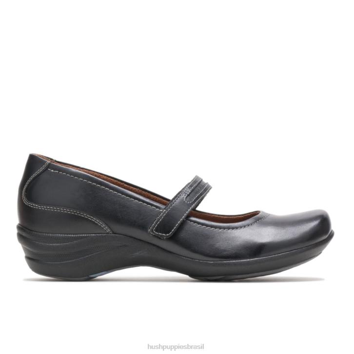 couro preto mary jane épica mulheres Hush Puppies sapatos casuais ZZ6R228 - Image 1