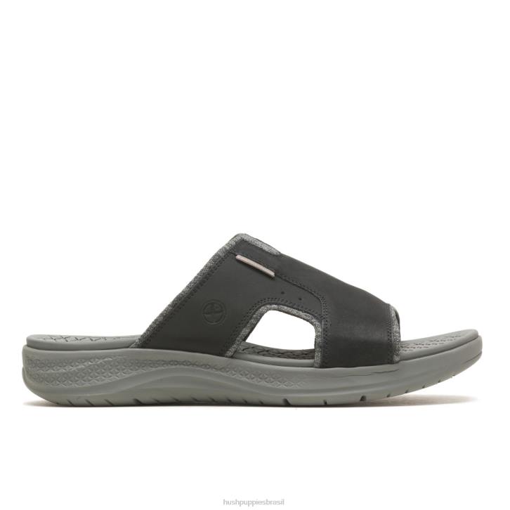 couro preto ousado ativar sandália deslizante homens Hush Puppies sandália ZZ6R319 - Image 2
