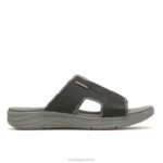 couro preto ousado ativar sandália deslizante homens Hush Puppies sandália ZZ6R319