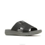 couro preto ousado ativar sandália deslizante homens Hush Puppies sandália ZZ6R319 - Image 3
