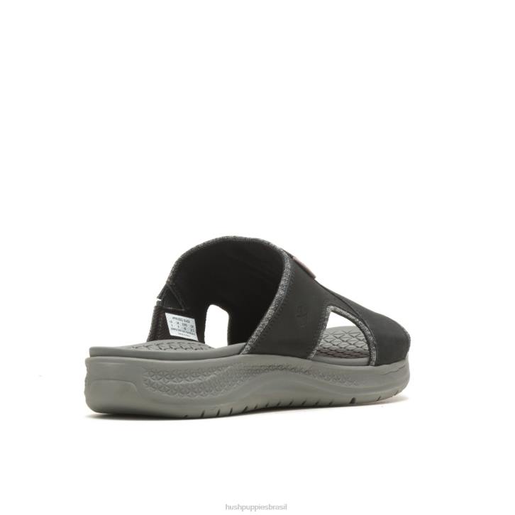 couro preto ousado ativar sandália deslizante homens Hush Puppies sandália ZZ6R319 - Image 4