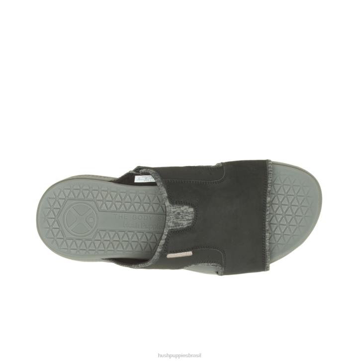 couro preto ousado ativar sandália deslizante homens Hush Puppies sandália ZZ6R319 - Image 6