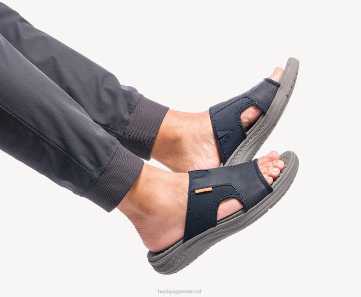 couro preto ousado ativar sandália deslizante homens Hush Puppies sandália ZZ6R319 - Image 8