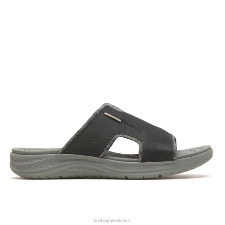 couro preto ousado ativar sandália deslizante homens Hush Puppies sandália ZZ6R319 - Image 1