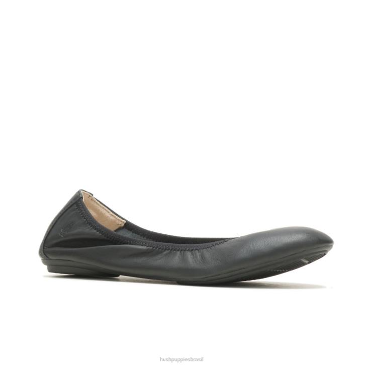 couro preto ousado balé casto plano 2 mulheres Hush Puppies balé plano ZZ6R73 - Image 4