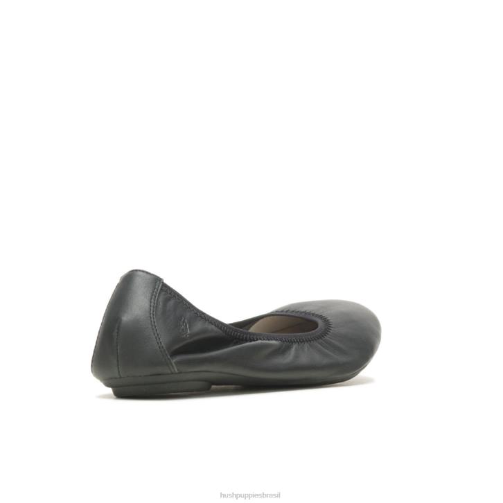 couro preto ousado balé casto plano 2 mulheres Hush Puppies balé plano ZZ6R73 - Image 5