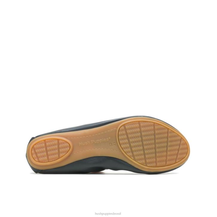 couro preto ousado balé casto plano 2 mulheres Hush Puppies balé plano ZZ6R73 - Image 6