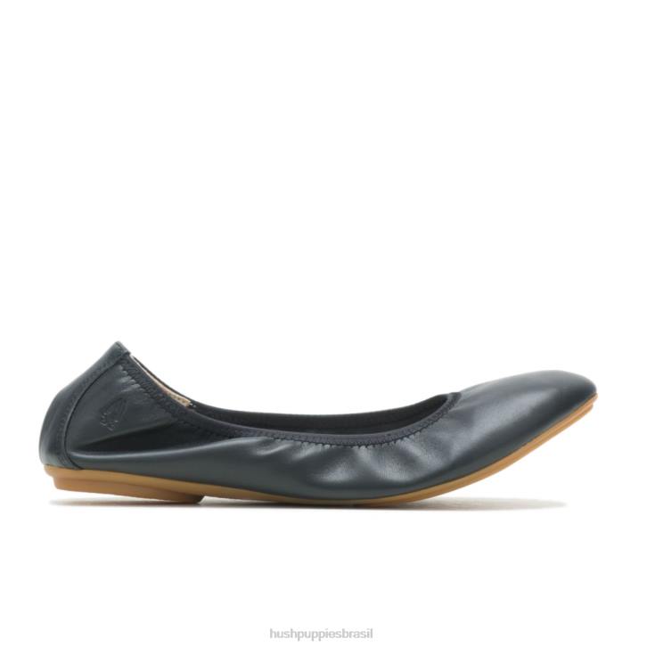 couro preto ousado balé casto plano 2 mulheres Hush Puppies balé plano ZZ6R73 - Image 1