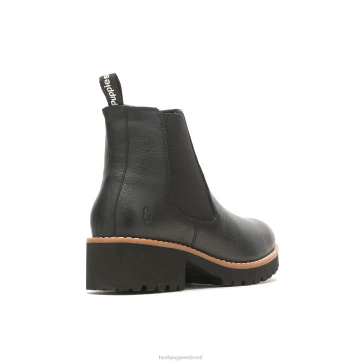 couro preto ousado bota amelia chelsea mulheres Hush Puppies bota ZZ6R161 - Image 4