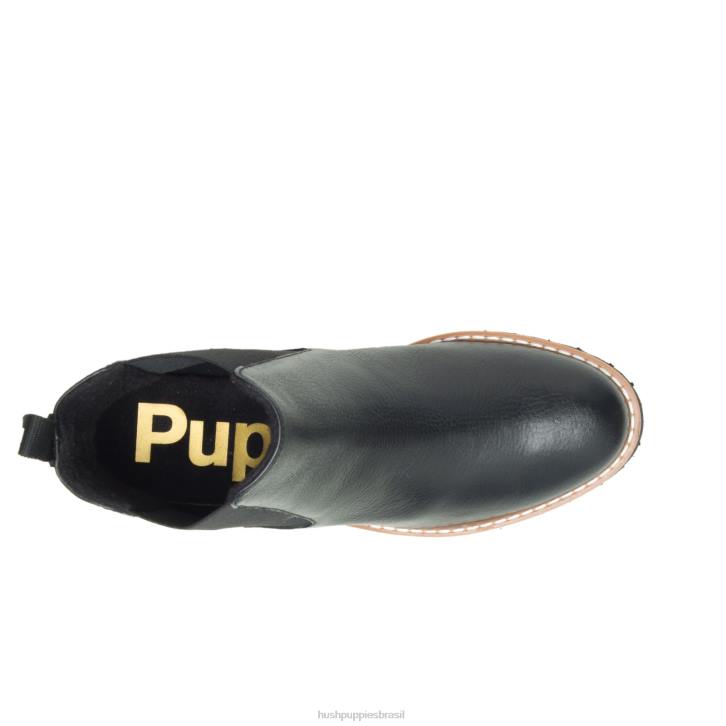 couro preto ousado bota amelia chelsea mulheres Hush Puppies bota ZZ6R161 - Image 6
