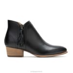 couro preto ousado bota de borla serra mulheres Hush Puppies bota ZZ6R158