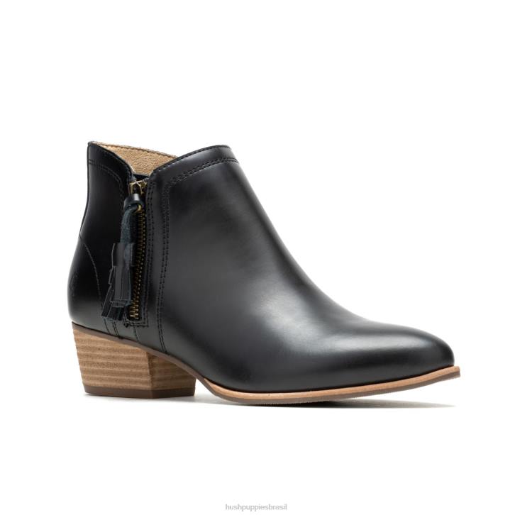 couro preto ousado bota de borla serra mulheres Hush Puppies bota ZZ6R158 - Image 3