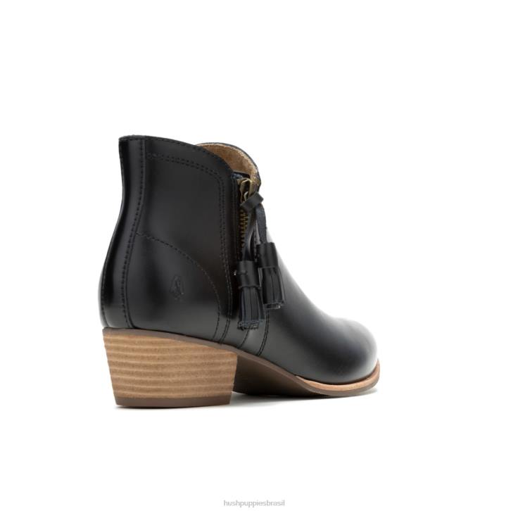 couro preto ousado bota de borla serra mulheres Hush Puppies bota ZZ6R158 - Image 4