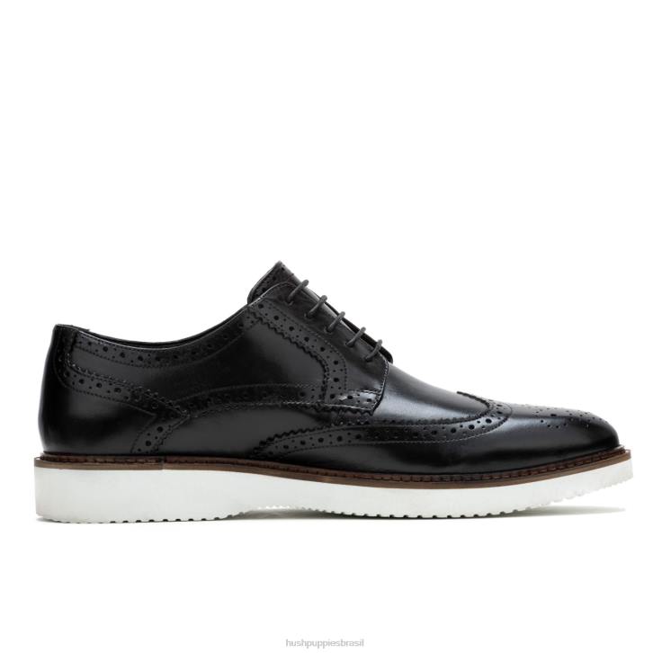 couro preto ousado everett ponta de asa oxford homens Hush Puppies Oxford ZZ6R286 - Image 2