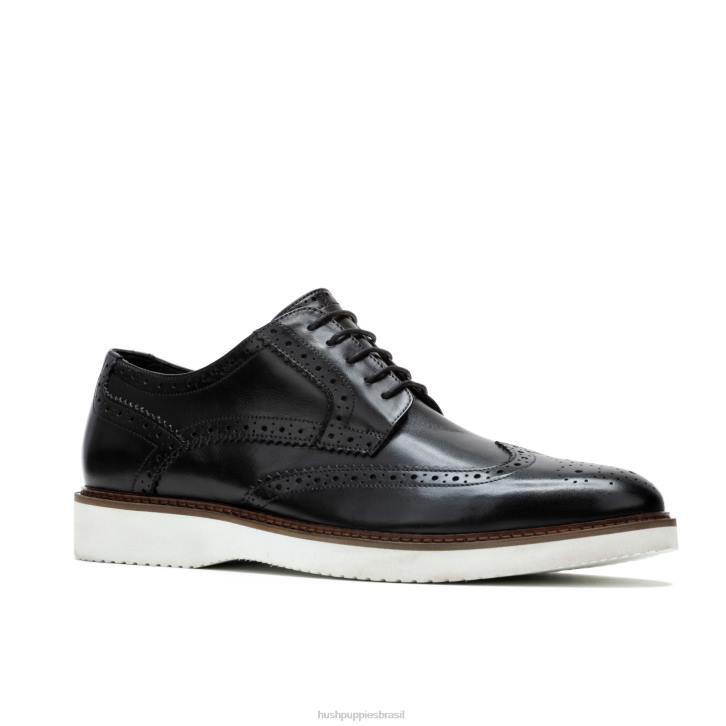 couro preto ousado everett ponta de asa oxford homens Hush Puppies Oxford ZZ6R286 - Image 4