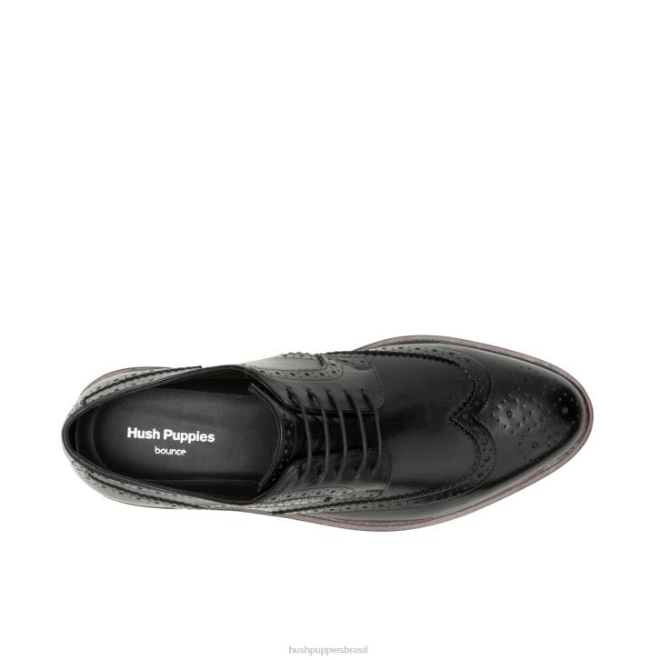 couro preto ousado everett ponta de asa oxford homens Hush Puppies Oxford ZZ6R286 - Image 7