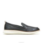 couro preto ousado mocassim avançado mulheres Hush Puppies mocassim ZZ6R45 - Image 2