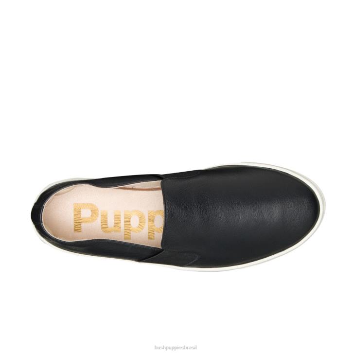 couro preto ousado noelle escorregar mulheres Hush Puppies escorregar em ZZ6R74 - Image 6