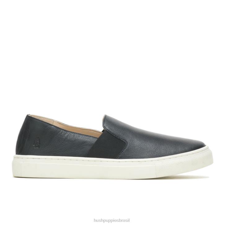 couro preto ousado noelle escorregar mulheres Hush Puppies escorregar em ZZ6R74 - Image 1