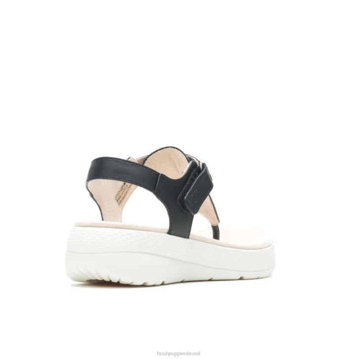 couro preto ousado sandália biqueira respirada mulheres Hush Puppies sandália ZZ6R35 - Image 4