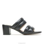 couro preto ousado sandália leila mulheres Hush Puppies salto ZZ6R28