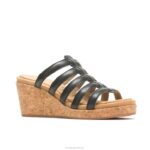 couro preto ousado sandália salgueiro mulheres Hush Puppies salto ZZ6R11 - Image 4