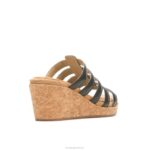 couro preto ousado sandália salgueiro mulheres Hush Puppies salto ZZ6R11 - Image 5