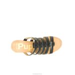 couro preto ousado sandália salgueiro mulheres Hush Puppies salto ZZ6R11 - Image 7