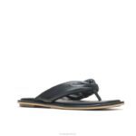 couro preto ousado sandália toepost emily mulheres Hush Puppies sandália ZZ6R15 - Image 3