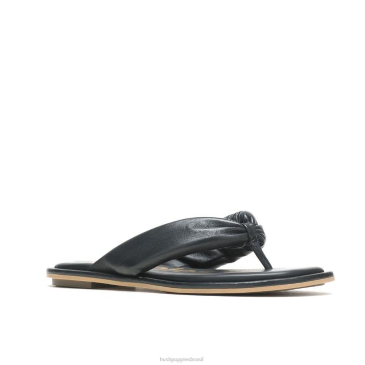 couro preto ousado sandália toepost emily mulheres Hush Puppies sandália ZZ6R15 - Image 3