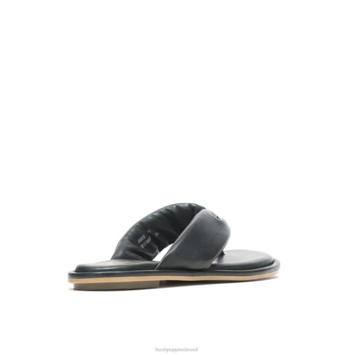couro preto ousado sandália toepost emily mulheres Hush Puppies sandália ZZ6R15 - Image 4