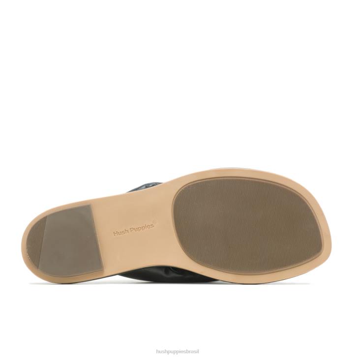 couro preto ousado sandália toepost emily mulheres Hush Puppies sandália ZZ6R15 - Image 5
