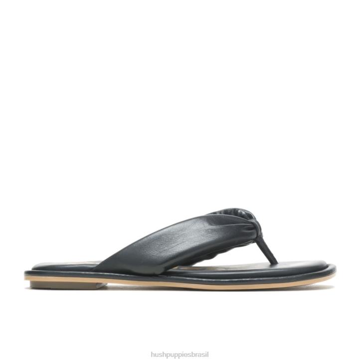 couro preto ousado sandália toepost emily mulheres Hush Puppies sandália ZZ6R15 - Image 1