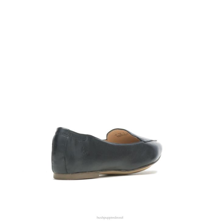 couro preto ponta avelã plana mulheres Hush Puppies sapatos rasos ZZ6R49 - Image 5