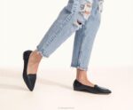 couro preto ponta avelã plana mulheres Hush Puppies sapatos rasos ZZ6R49 - Image 8