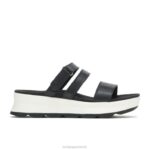couro preto sandália andi mulheres Hush Puppies sandália ZZ6R40