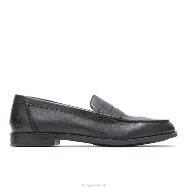 couro preto wren mocassim ajuste perfeito mulheres Hush Puppies mocassim ZZ6R72 - Image 2