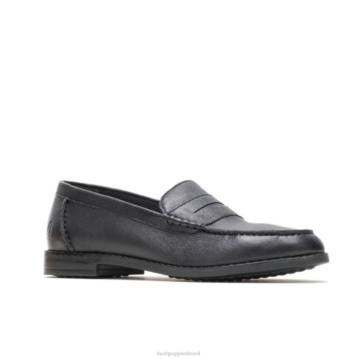 couro preto wren mocassim ajuste perfeito mulheres Hush Puppies mocassim ZZ6R72 - Image 3