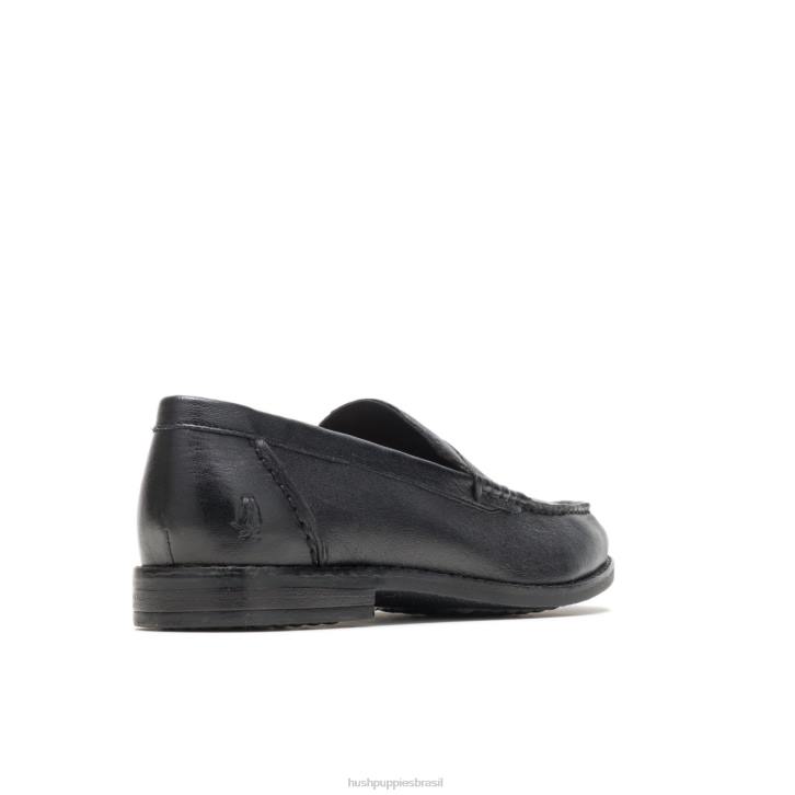 couro preto wren mocassim ajuste perfeito mulheres Hush Puppies mocassim ZZ6R72 - Image 4
