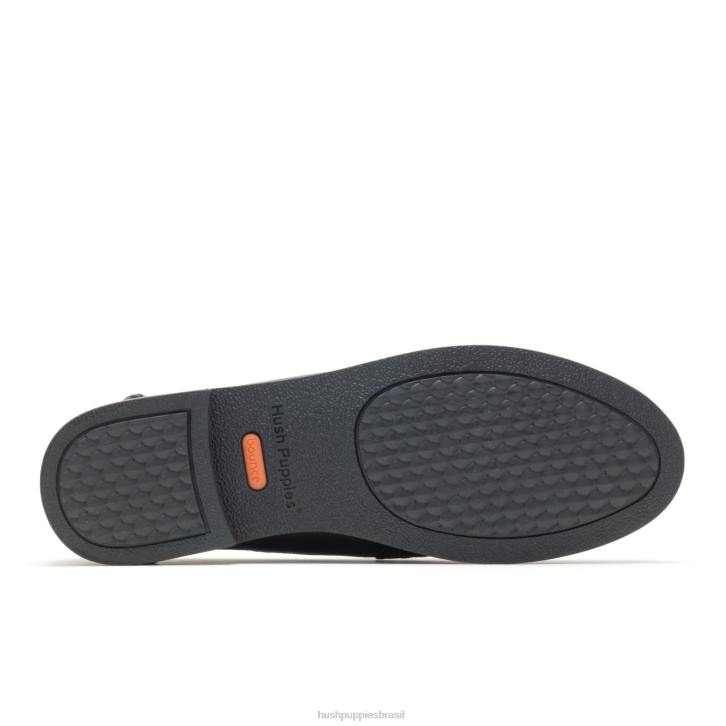 couro preto wren mocassim ajuste perfeito mulheres Hush Puppies mocassim ZZ6R72 - Image 5