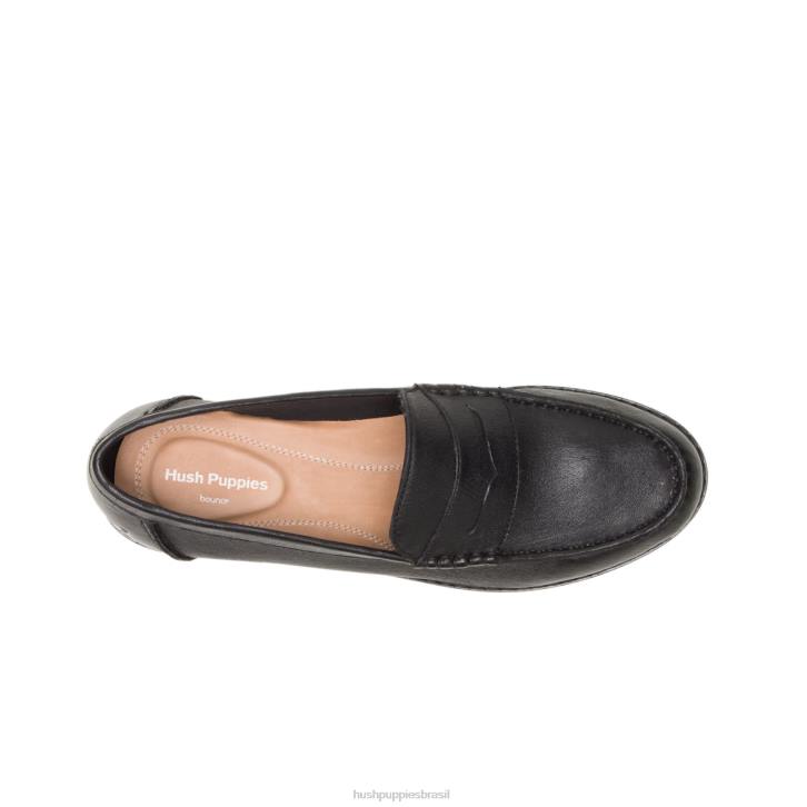 couro preto wren mocassim ajuste perfeito mulheres Hush Puppies mocassim ZZ6R72 - Image 6