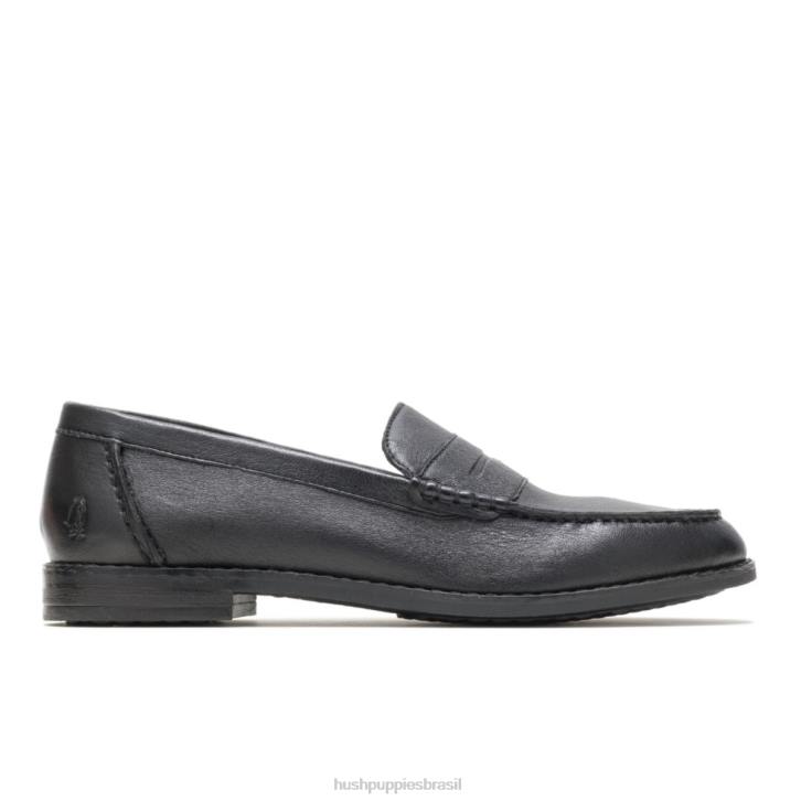 couro preto wren mocassim ajuste perfeito mulheres Hush Puppies mocassim ZZ6R72 - Image 1