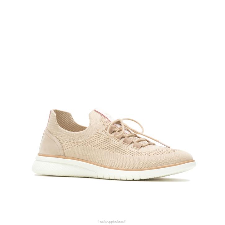 malha bege ousada sapatilha com cadarço em tricô avançado mulheres Hush Puppies tênis ZZ6R125 - Image 3