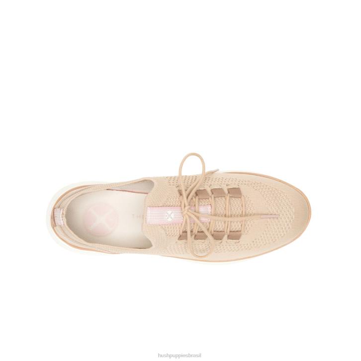 malha bege ousada sapatilha com cadarço em tricô avançado mulheres Hush Puppies tênis ZZ6R125 - Image 6