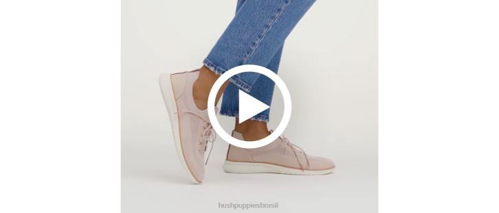 malha bege ousada sapatilha com cadarço em tricô avançado mulheres Hush Puppies tênis ZZ6R125 - Image 7