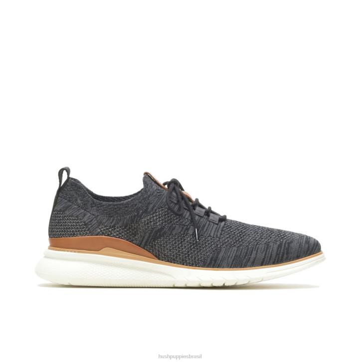 malha preta ousada avanço de malha com cadarço homens Hush Puppies tênis ZZ6R291 - Image 2