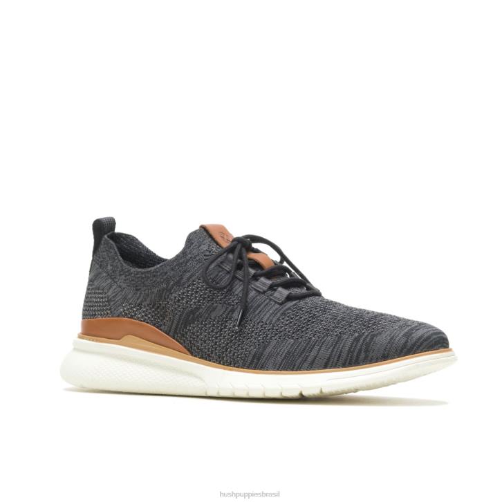 malha preta ousada avanço de malha com cadarço homens Hush Puppies tênis ZZ6R291 - Image 3