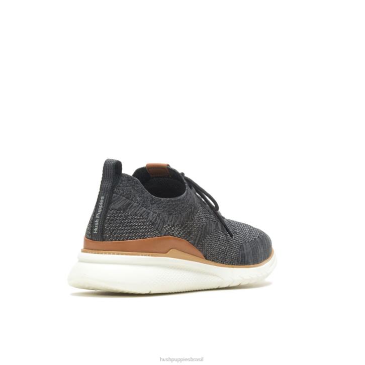 malha preta ousada avanço de malha com cadarço homens Hush Puppies tênis ZZ6R291 - Image 4